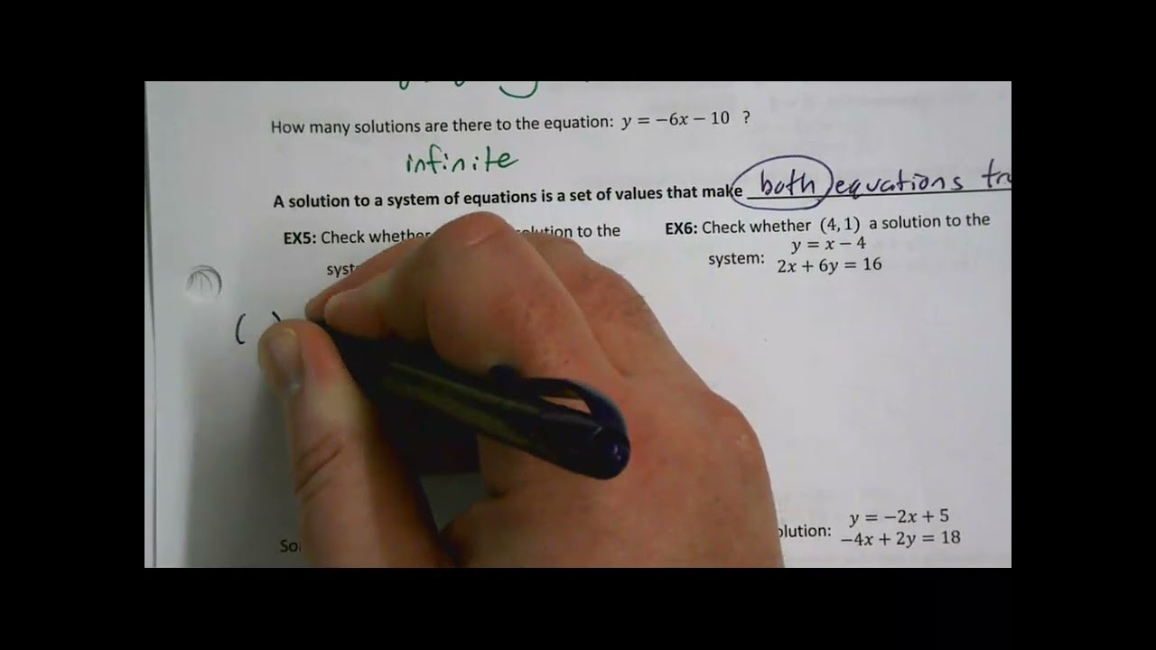 LESSON 5: Solutions to Equations and Systems – Checking Solutions and Special Cases