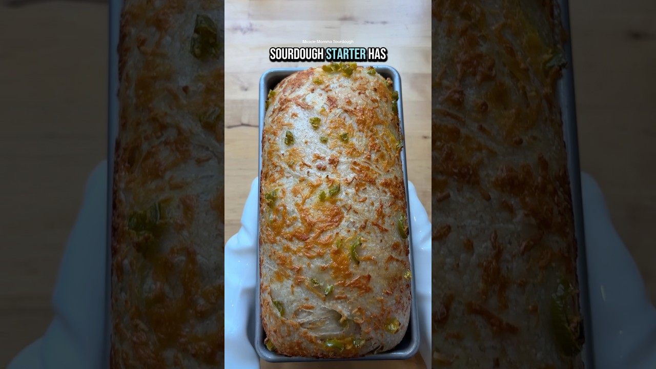 Hot honey, cheddar, and jalapeño soft sourdough sandwich bread #recipe