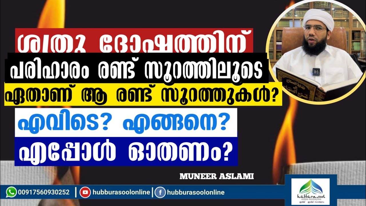 ശത്രു ദോഷത്തിന് പരിഹാരം രണ്ട് സൂറത്തിലൂടെ | Latest Speech| Muneer Aslami Usthad | Hubburasool Online