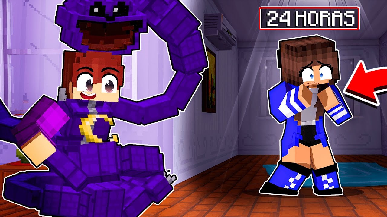 Me vesti de CATNAP e ASSUSTEI meus AMIGOS no Minecraft por 24 HORAS!