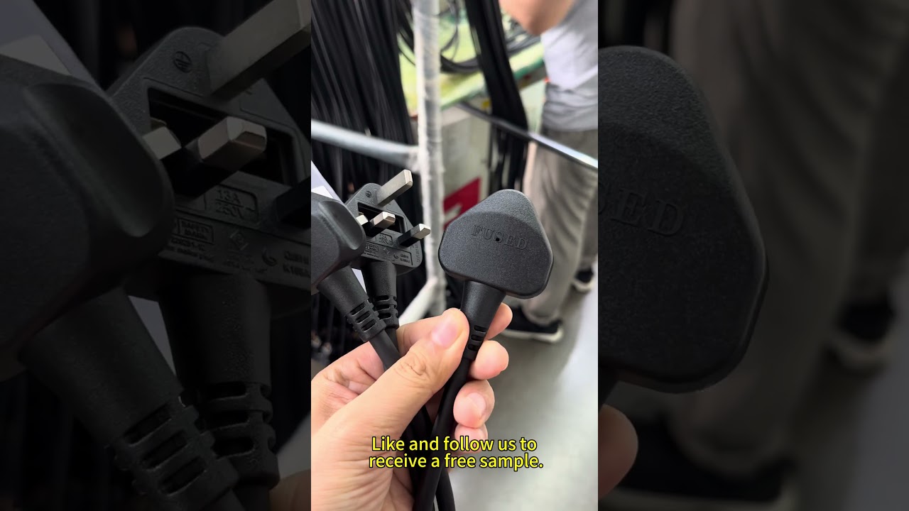 Live video of UK plug power cord production #factory #powercord#Factory video footage#manufacturing