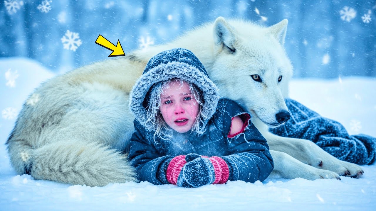 La Niña Fue Abandonada A -12°C En La Tormenta — Y Un Lobo Blanco Se Acostó Para Salvarla