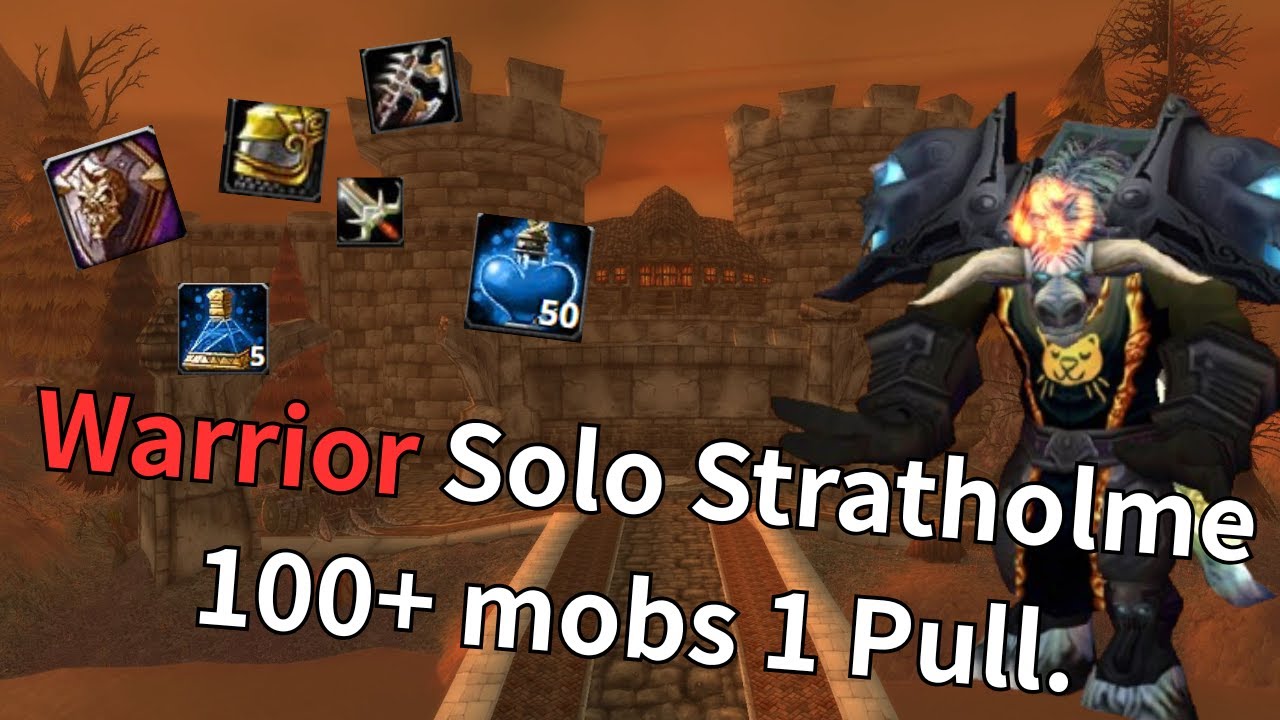 Turtle WoW - Warrior solo Stratholme 100+ Mobs 1 Pull. (10mins/run)