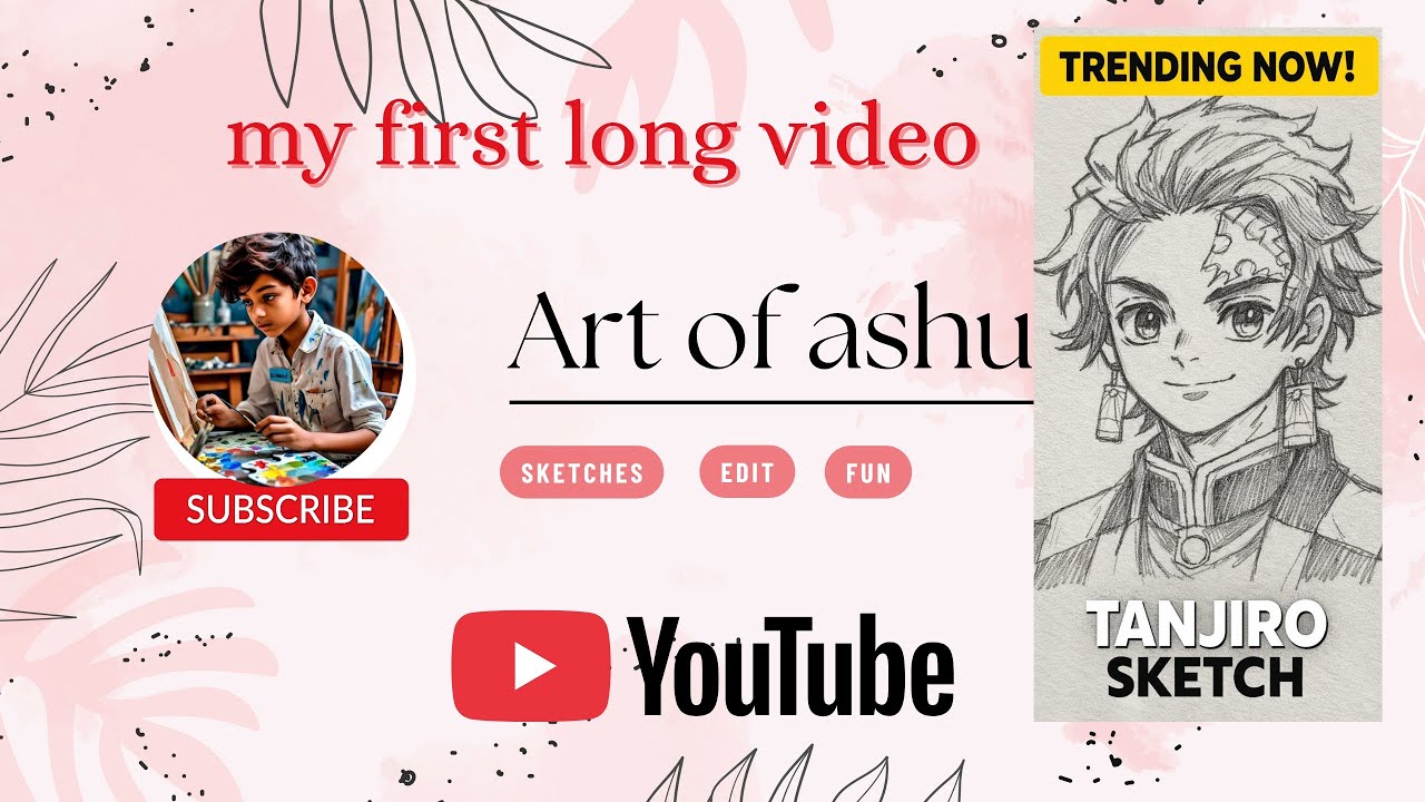 Tanjiro kamado sketch step by step #art #first long vdo #comment for next sketch and subscribe 