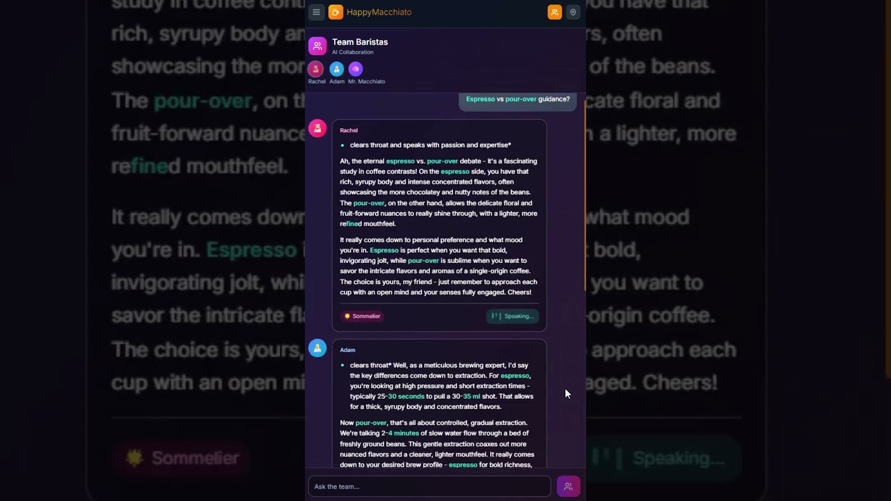 HappyMacchiato AI Baristas Team Chat   Bolt new demo