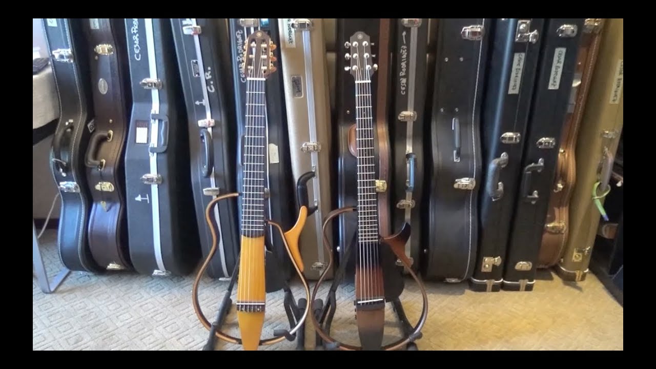 Yamaha Silent Guitar SLG130NW  Nylon versus Yamaha Silent Guitar SLG 200S Steel closer comparison