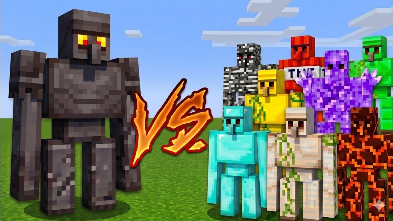 NETHERITE GOLEM VS All GOLEM! + MUTANT BOSSES Mob Battle