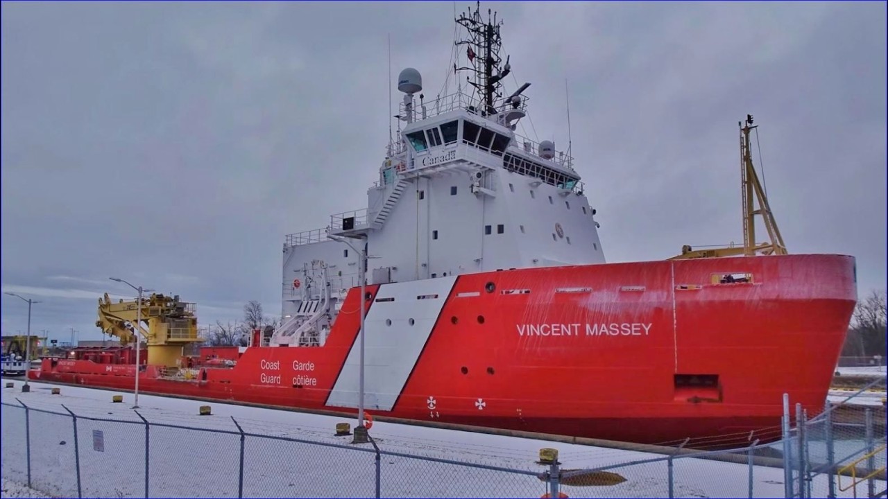 Canadian Icebreaker CCGS VINCENT MASSEY Entering Lock 6W & Lock 7,  Welland Canal, 2026