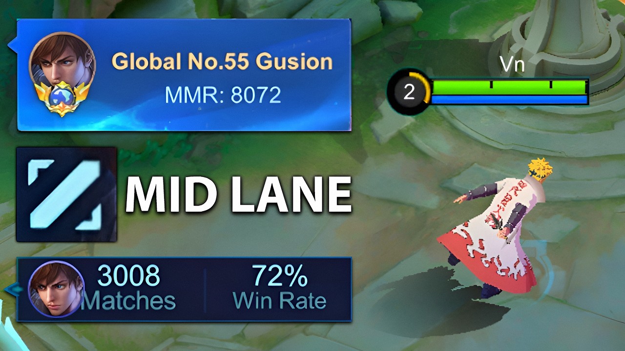 GLOBAL GUSION MID LANE ROTATION FOR SOLO! ( AUTO WINSTREAK! )