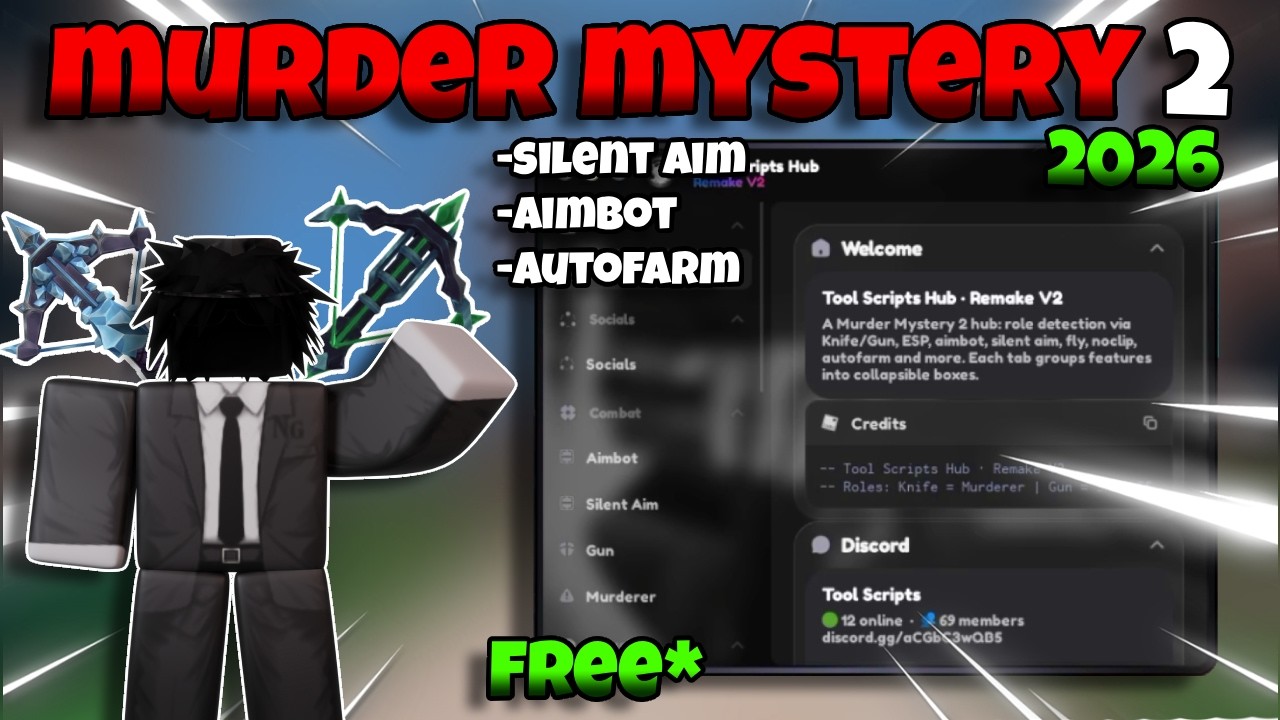 [🎊] NEW!! Murder Mystery 2 Script - Free Features 2026 (Silent Aim, Kill All, ESP, Autofarm...)