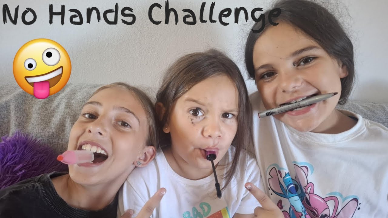 No Hands Challenge with Rihanna, Sajra & Nikolina! 😂 Yogurt, Painting, Hair & Makeup!