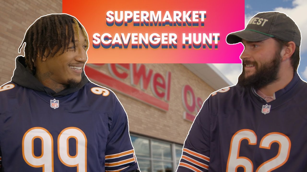 Lucas Patrick and Trevis Gipson FACE OFF in Jewel-Osco Supermarket Scavenger Hunt | Chicago Bears
