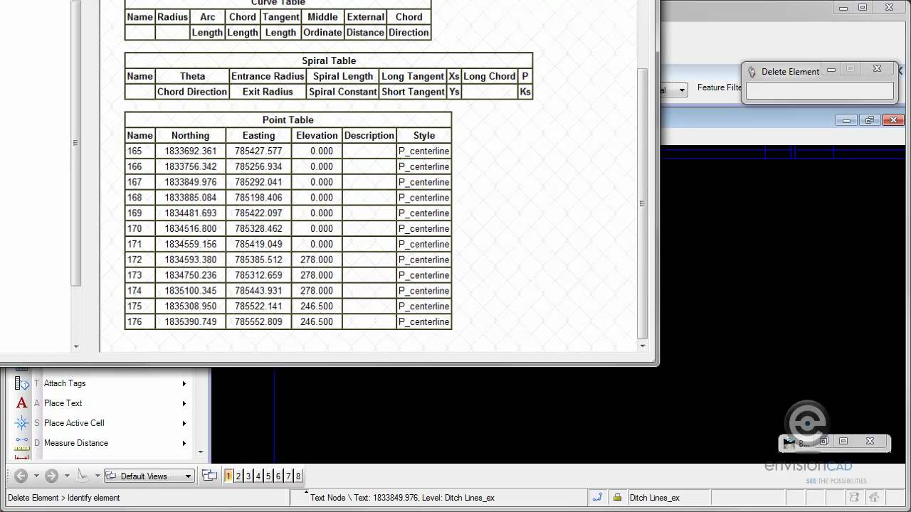 Geometry Tables in InRoads V8i (SELECTseries)