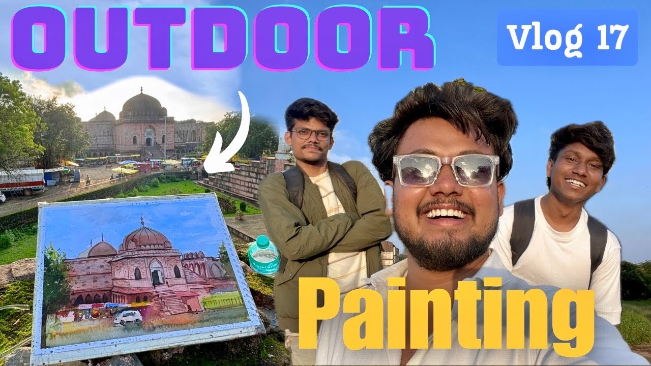 Outdoor watercolor painting at Mandav