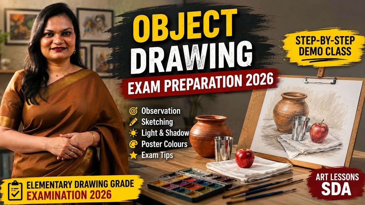 Elementary Drawing Grade Exam 2026 | Object Drawing Demo Class | Step-by-Step Tutorial #drawingexam 