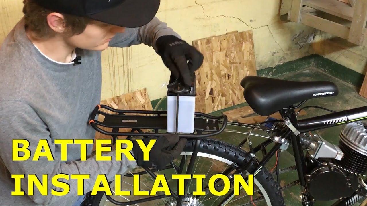80cc 2-Stroke Motorized Bike Build EP16 - Battery Installation