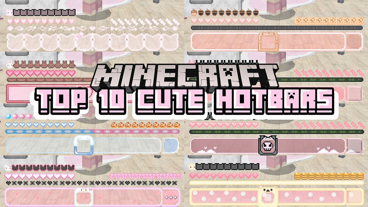꒰ Minecraft PE ꒱ top 10 cute hotbars for minecraft 1.21! ˖ ִ𐙚 ⋆.˚ᡣ𐭩 🌸🍬