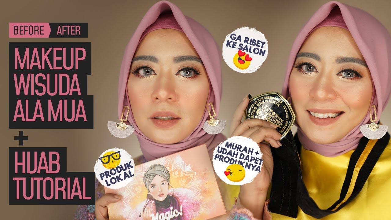 WISUDA MAKEUP DAN HIJAB TUTORIAL ALA MUA PAKAI PRODUK LOKAL! BISA UNTUK KARTINIAN