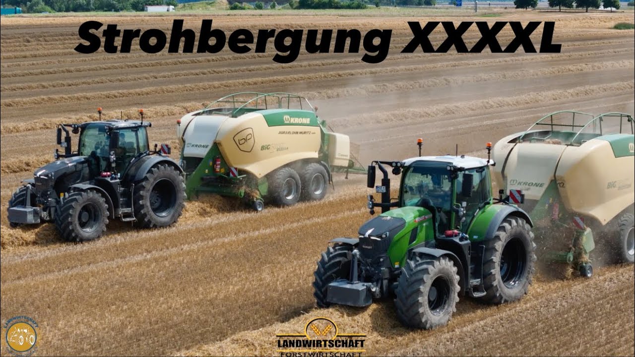 Strohbergung XXXXL! Agrarlohn Müritz 4 Pressen auf dem 120ha Schlag im Einsatz! inkl Verladung 2024