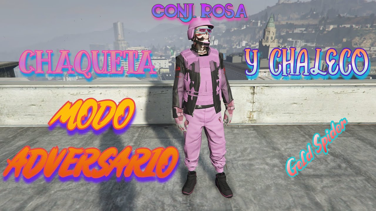 CONJUNTO ROSA CHAQUETA YCHALECO MODO ADVERSARIO CASCO Y LOGOS HOMBRE GTA5 ONLINE XBX1/XBXSX//PS4/5