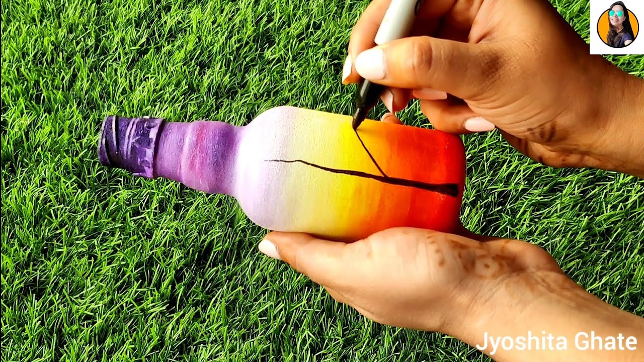 Beautiful Scenery Painting On Glass Bottle| DIY Bottle Art| Easy Bottle Painting Ideas| Home Decor|