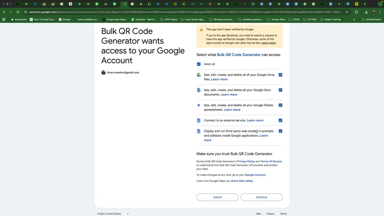 Bulk QR Code Generator Demo from Google Sheet