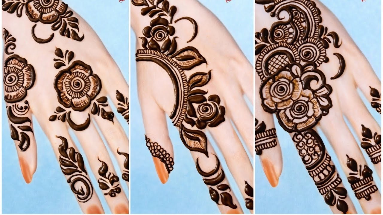 मेहंदी फूल | Simple aesthetic mehndi design back hand flower | Simple designs for full hands