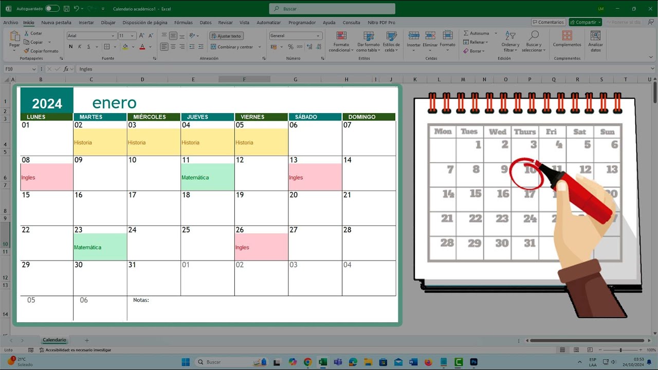 Crea un CALENDARIO de ACTIVIDADES en Excel AUTOMÁTICO📆 (Sin Fórmulas)