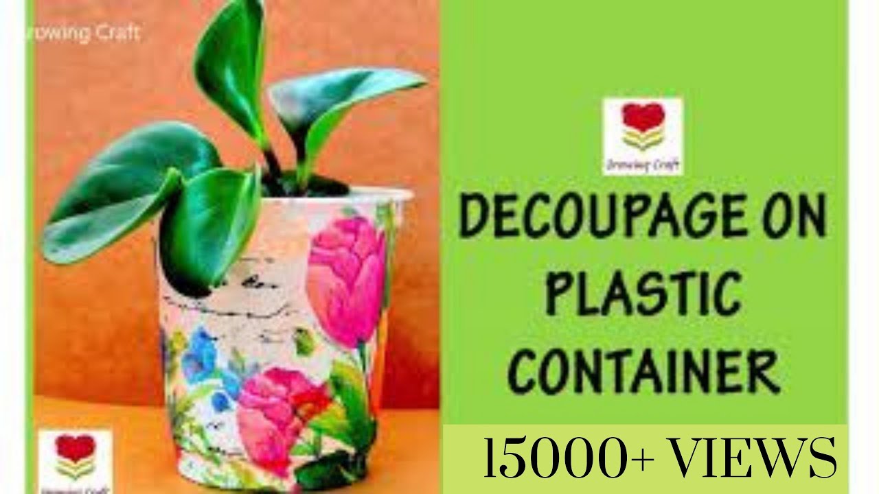 Easy Decoupage tutorial I 1 DIY How to make DIY planter on plastic pot with floral & craft stamping