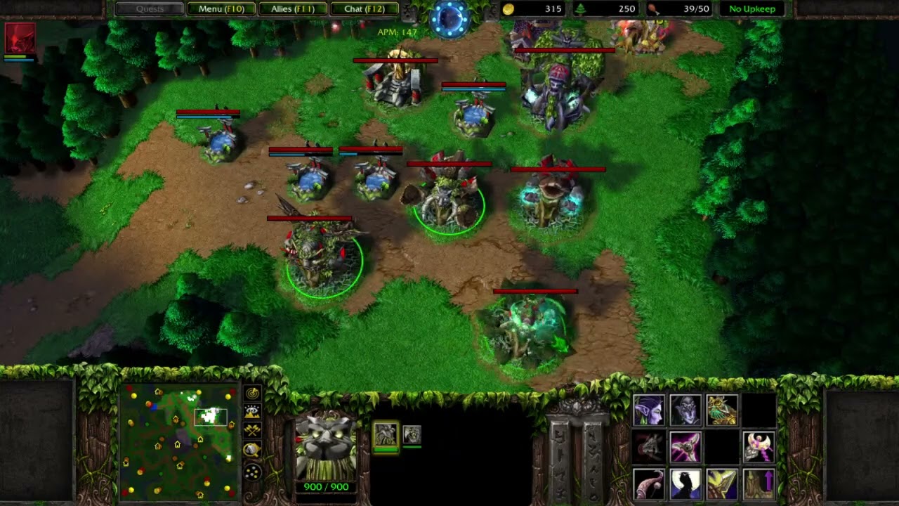 Warcraft 3 | Night Elf vs 3 Random Insane Computer