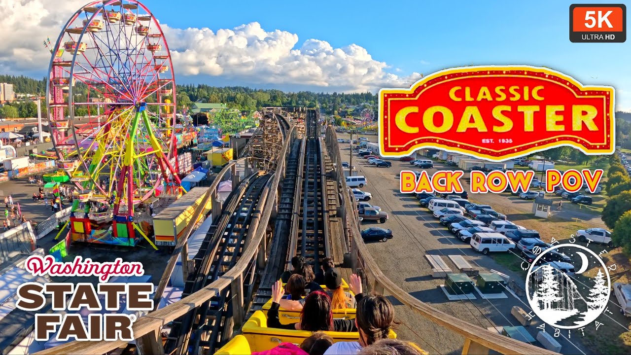 Classic Coaster Back Seat On Ride POV 5K 60 FPS | Rare Wooden Washington State Fair Roller Coaster