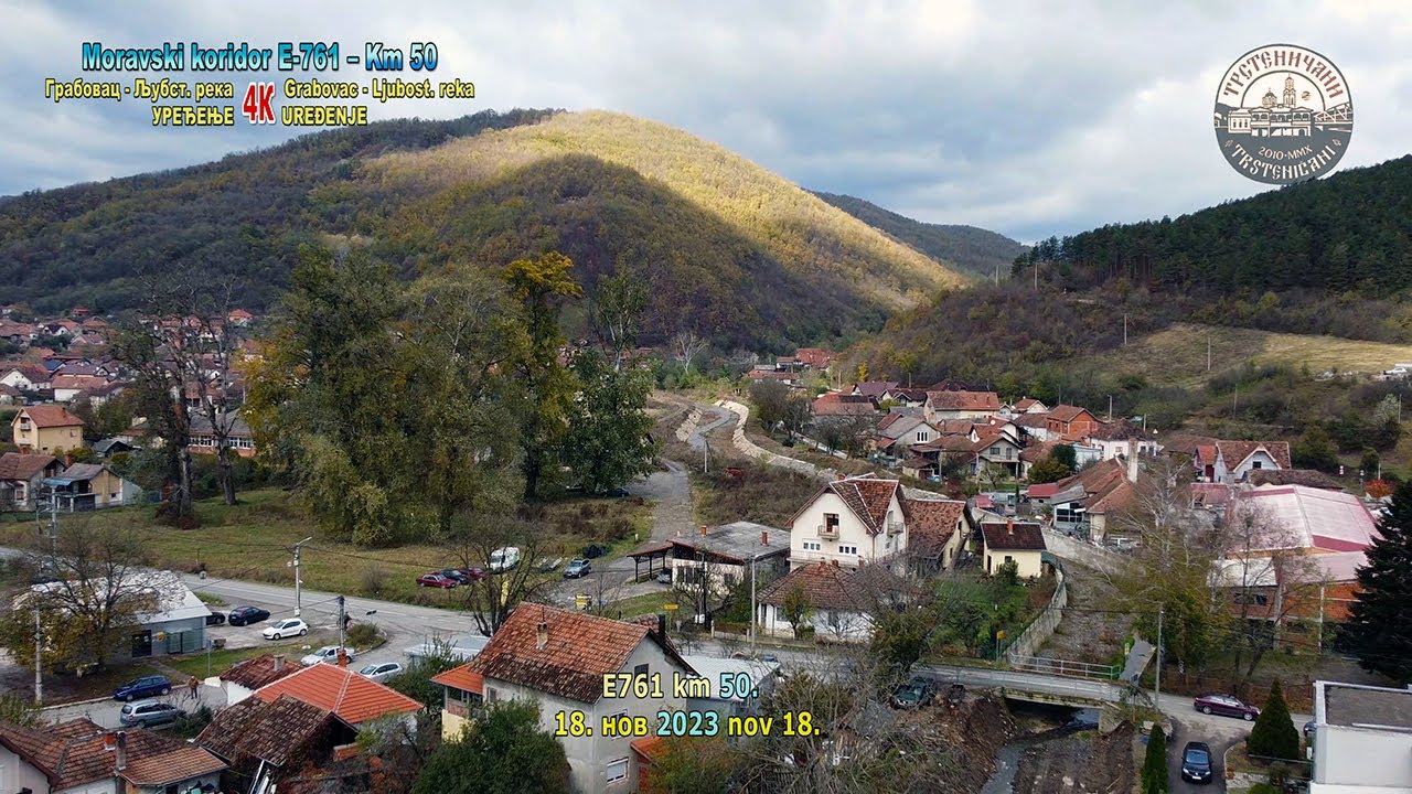 MORAVSKI KORIDOR E-761 km 50. u 4K: Uređenje korita Ljubostinjske reke u Grabovcu 18. nov 2023. god.