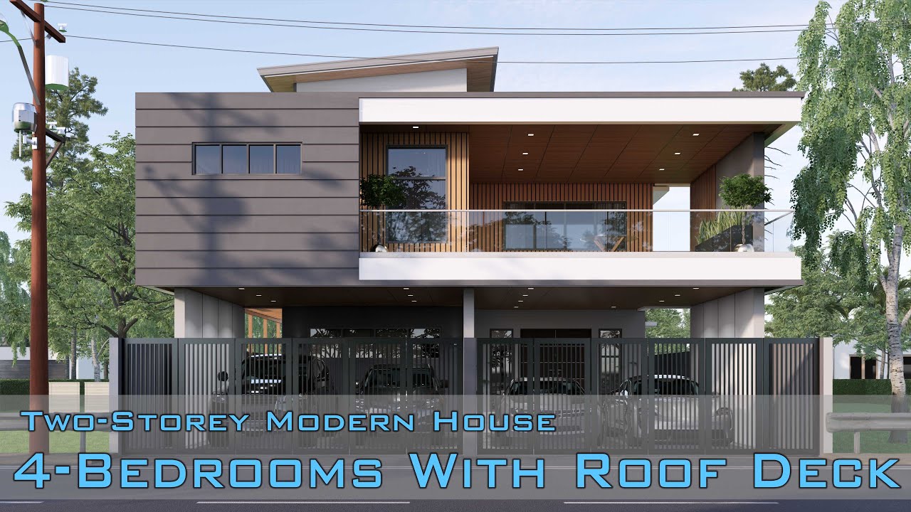4-Bedrooms | Two Storey 4 Carport House Design