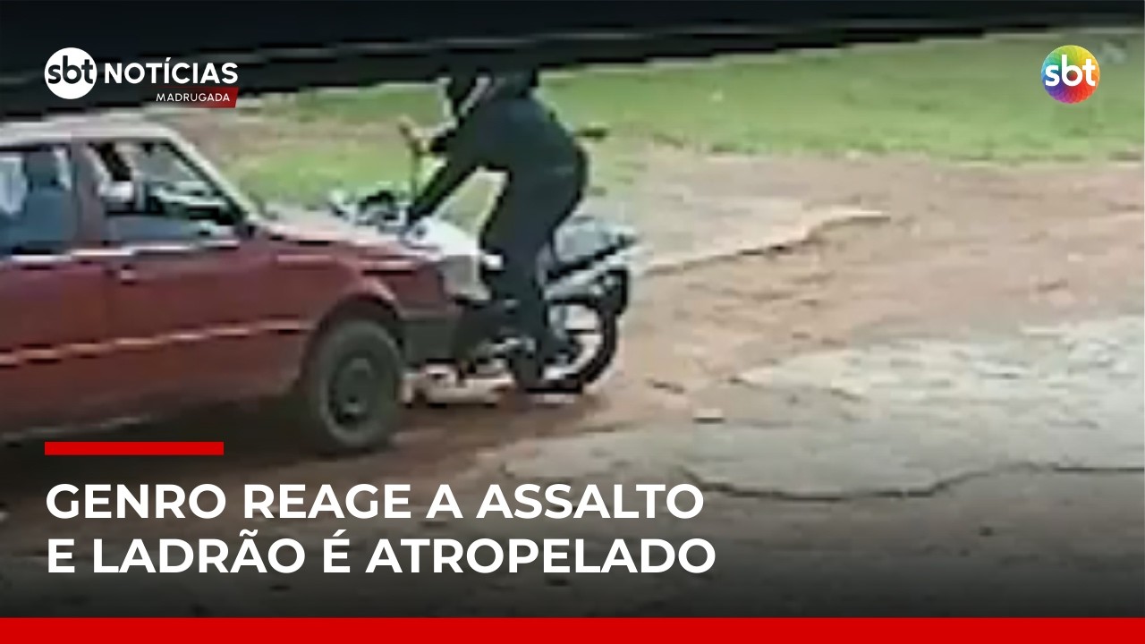 Genro atropela assaltante para impedir roubo de moto do sogro | #SBTNotícias