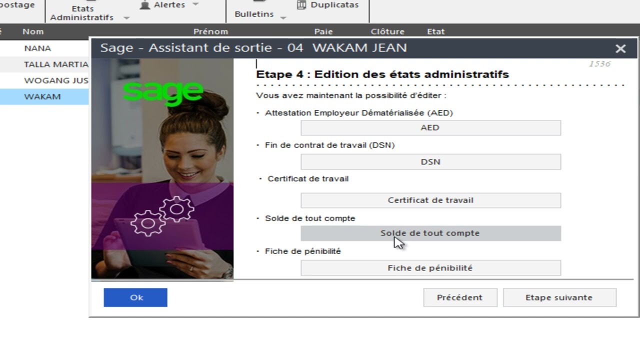 SAGE PAIE RH i7SORTIE D'UN SALARIE DU FICHIER PAIE