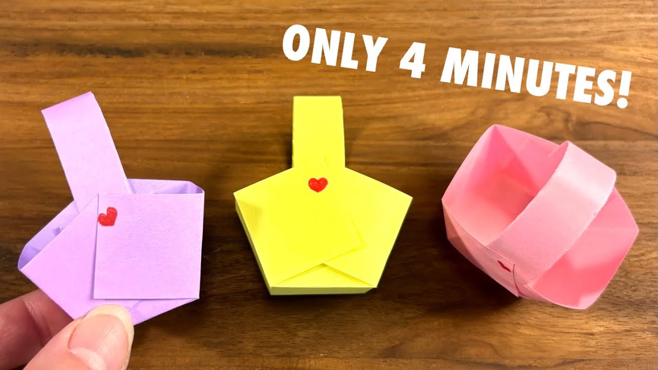 4-Minute Easter Origami Basket 🐰 Easy Sticky Note DIY