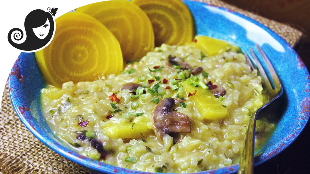 Golden Beetroot Risotto (vegan/vegetarian, low-fat, onion & garlic-free)