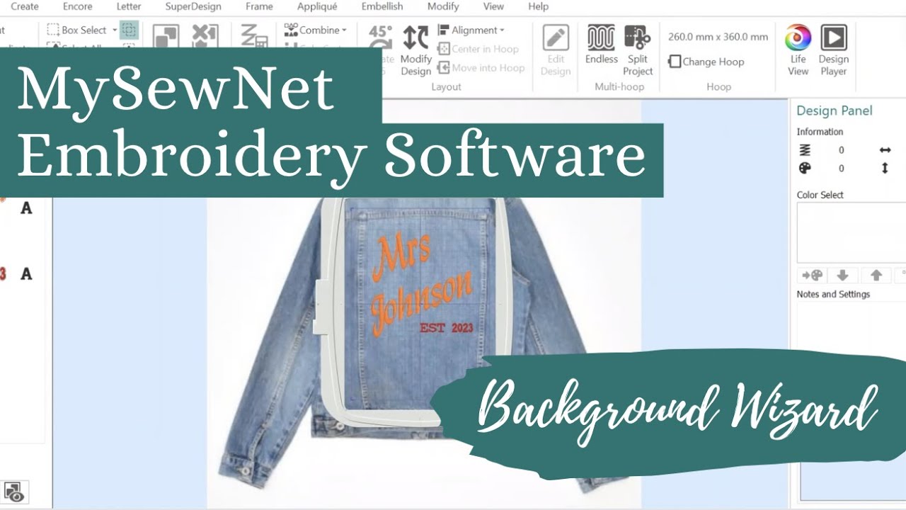 mySewNet Embroidery Software: Background Wizard