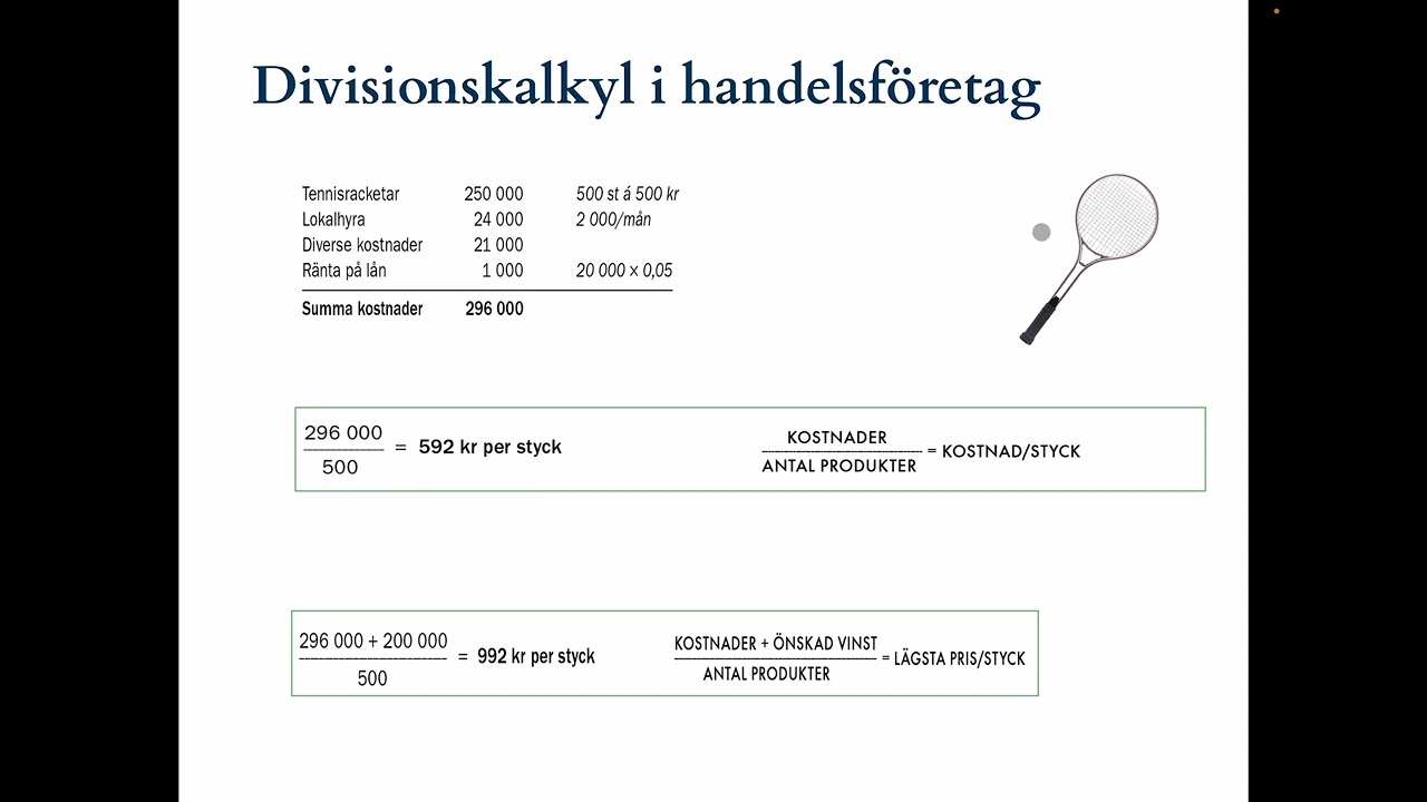 Företagsekonomi 1 - Kalkylering - Kapitel 11 - Divisionskalkyl & moms