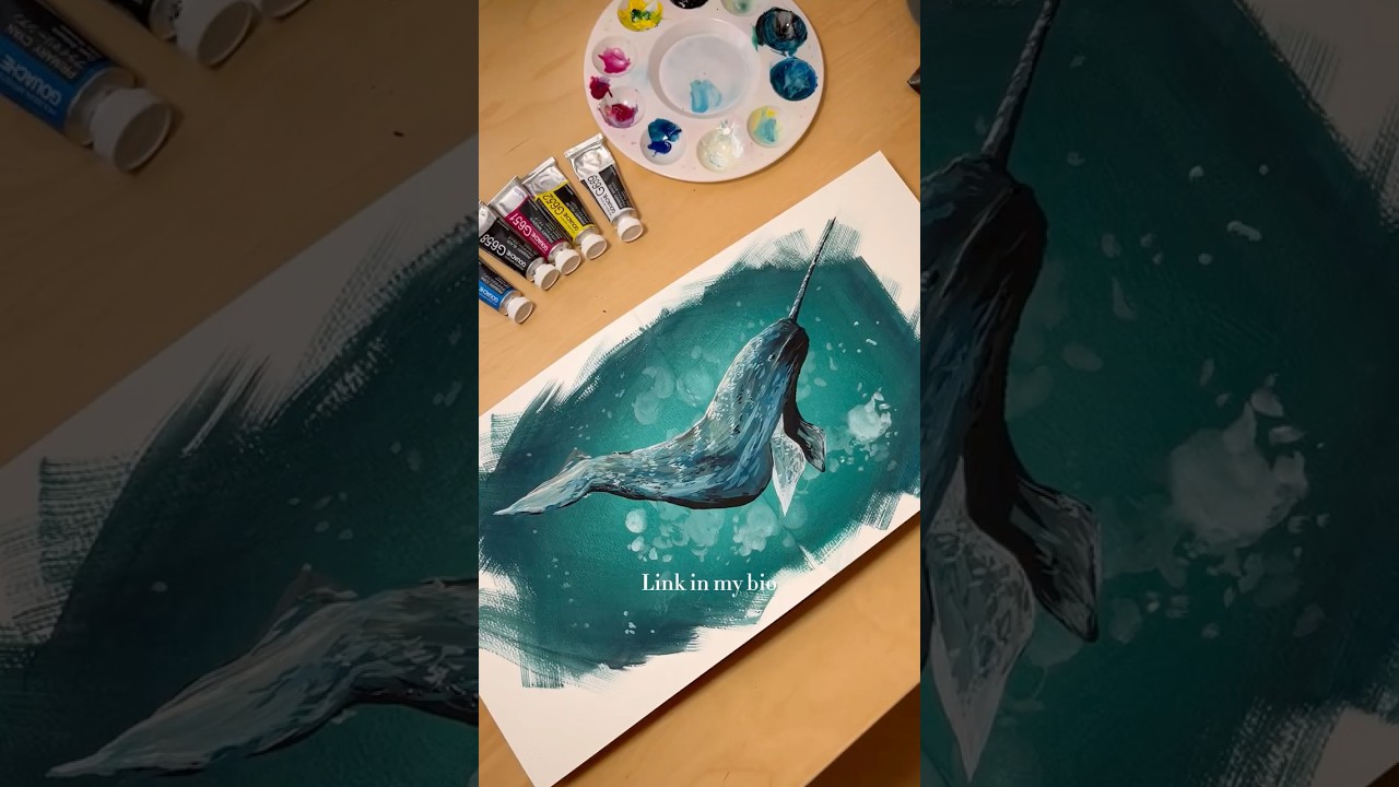 “I can’t afford art school” how to paint a narwhal ❤️#sketchbook #tutorial #narwhal #art