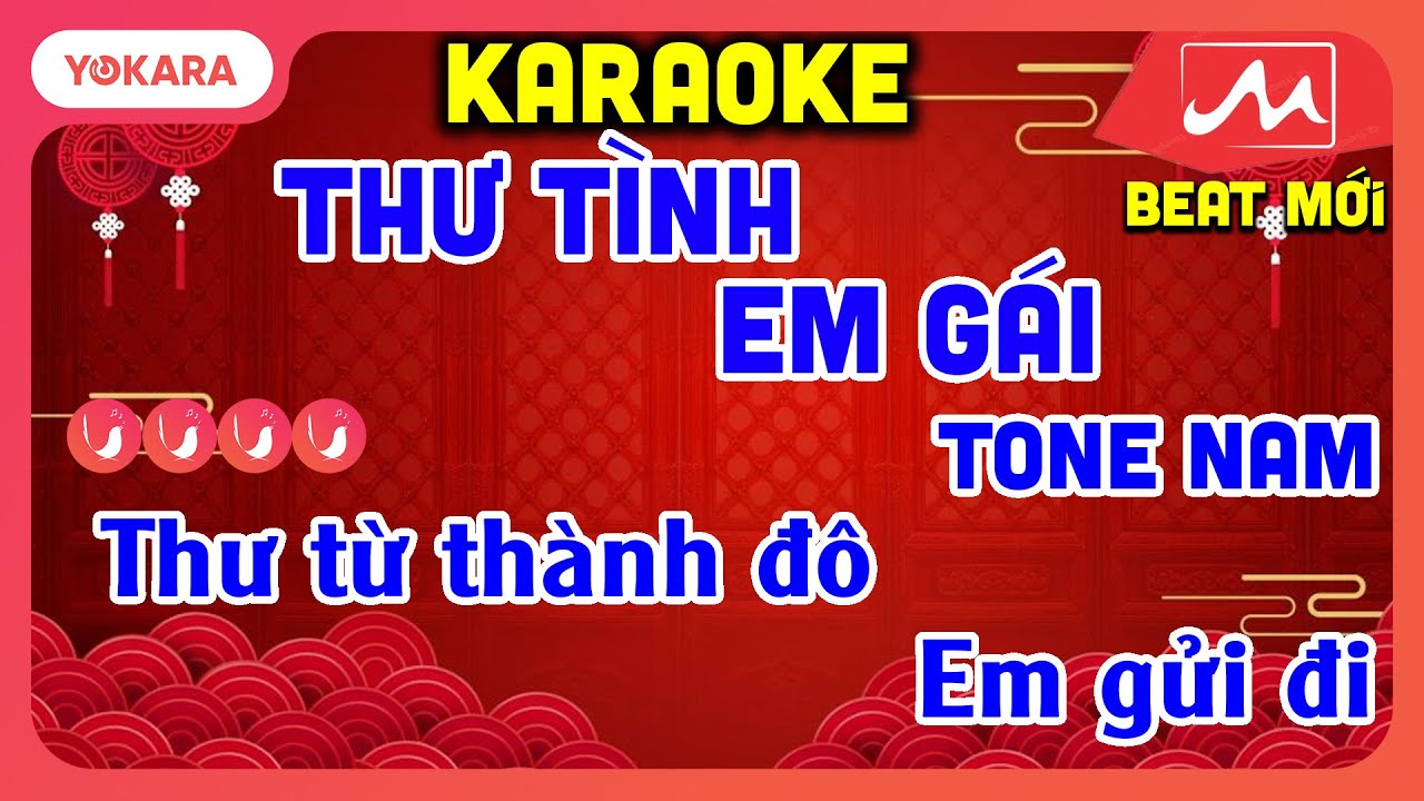 KARAOKE THƯ TÌNH EM GÁI - TONE NAM | BEAT MỚI DỂ HÁT | YOKARA MOCTV