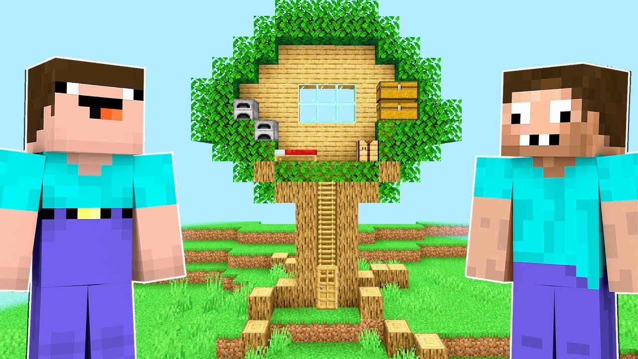 NOOB vs PRO: SECRET TREE HOUSE BUILD CHALLENGE Minecraft ! Noob and Pro Minecraft