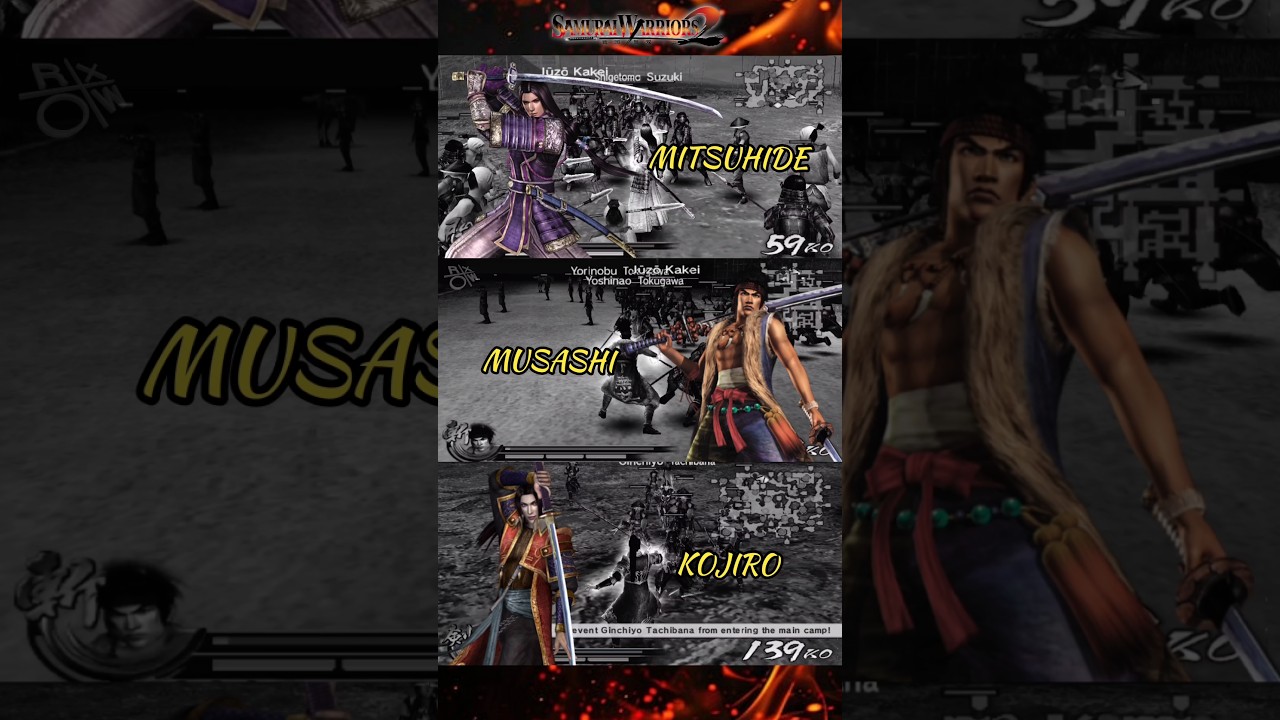 Mitsuhide vs Musashi vs Kojiro Which Musou Attack Looks Better? - Samurai Warriors 2