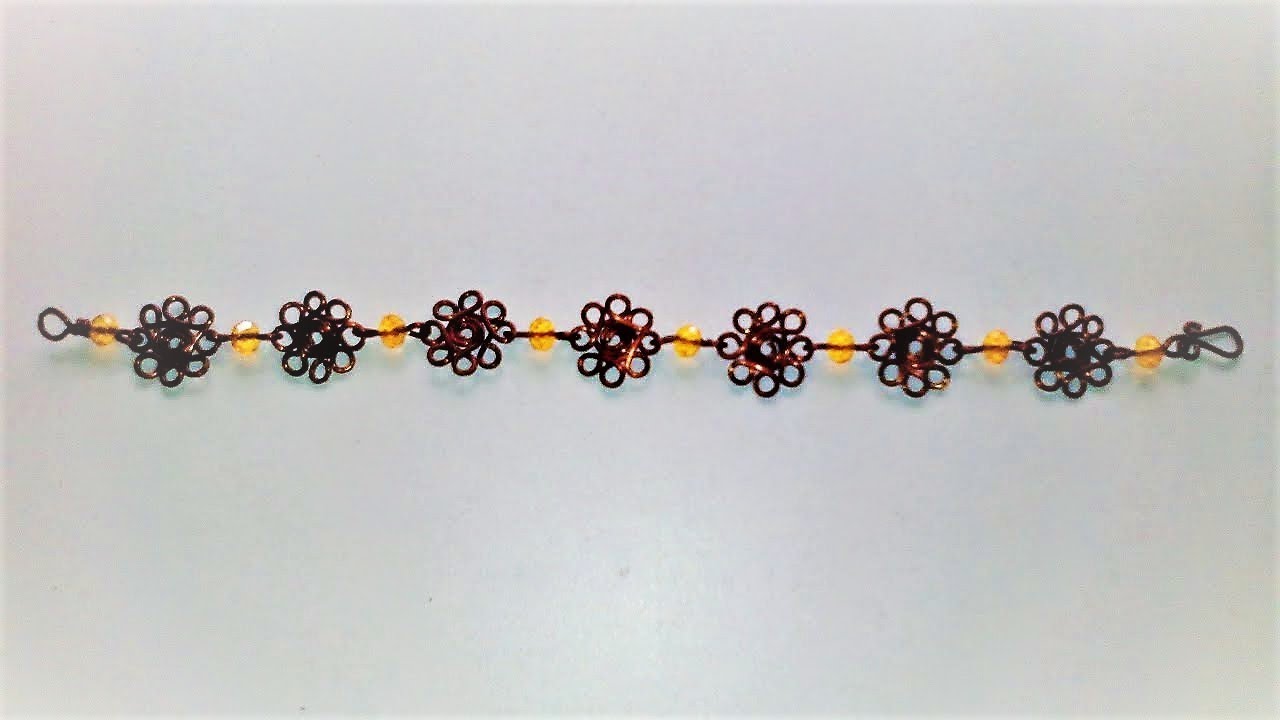 COMO HACER UNA PULSERA DE FLORES CON ALAMBRE RECICLADO Y UNAS FACETAS