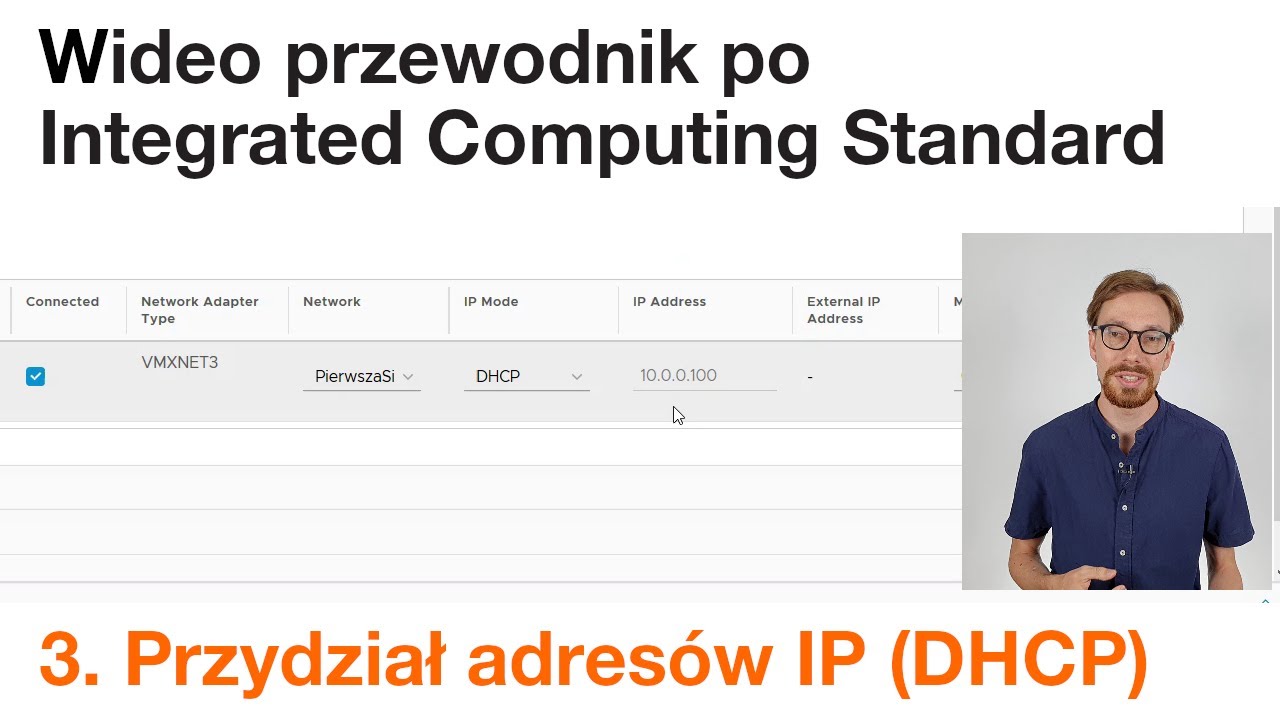 Wideo przewodnik po ICS: 3. Przydział adres&oacute;w IP (DHCP) i podłączanie sieci do maszyny wirtualnej