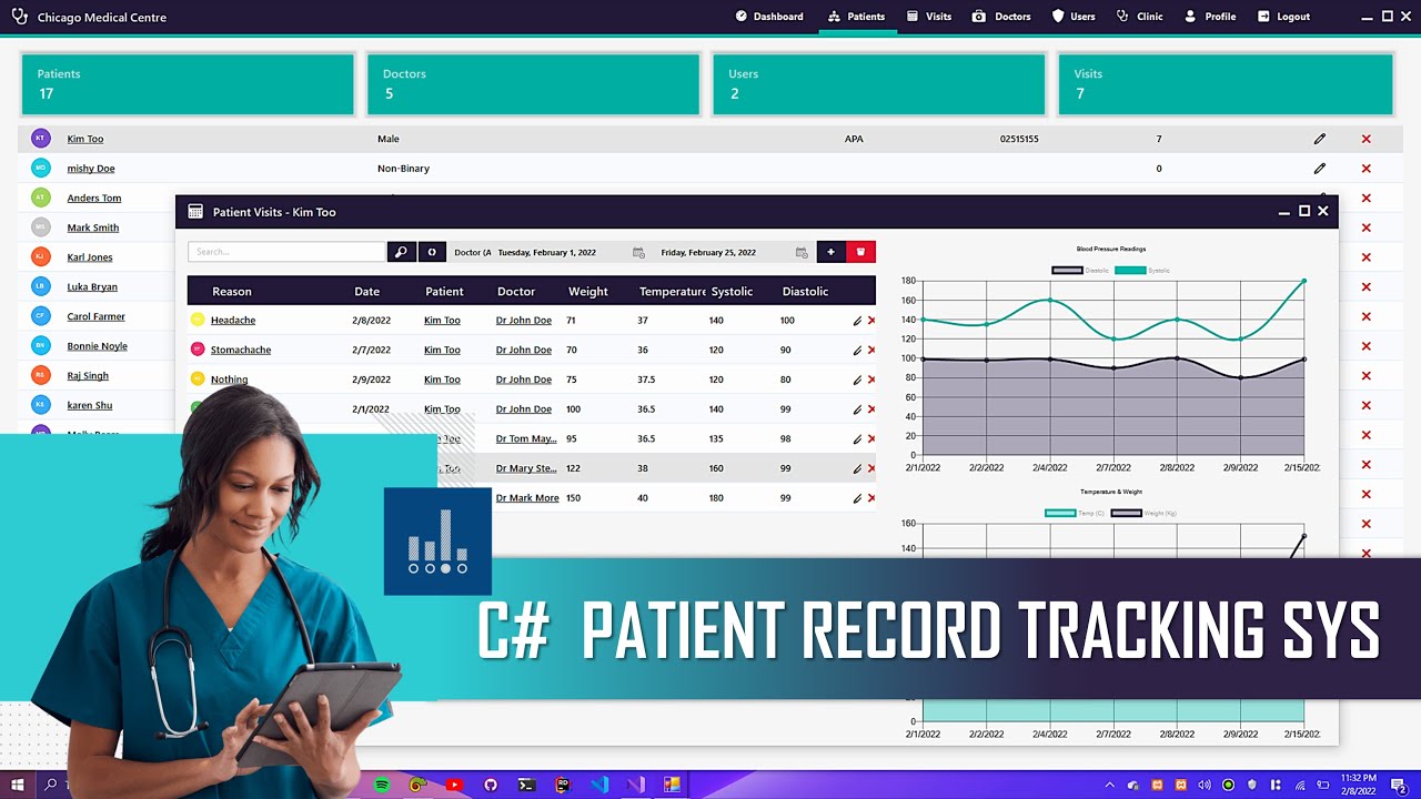 C# Tutorial - Patient Record Tracking Management System -  MySQl,SQL Server,Postgres,Oracle