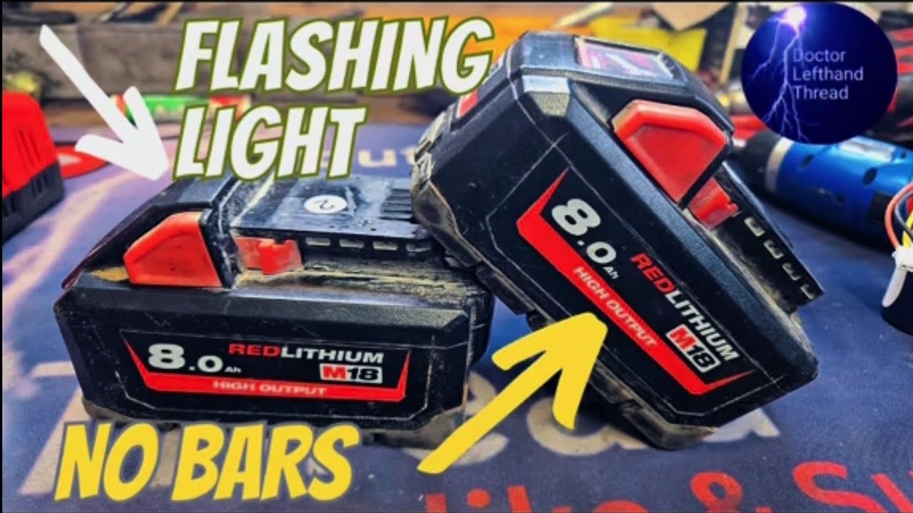 Ремонт двух аккумуляторов Milwaukee M18 8.0Ah – мигает индикатор и не горит индикатор заряда.