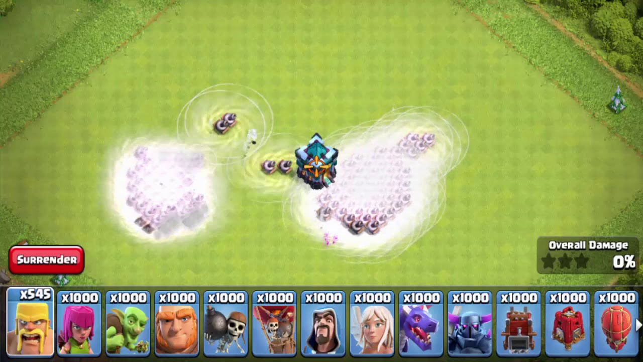 Clash of clans unlimited troops amazing attack video Tornado Trap Vs All Troops.
