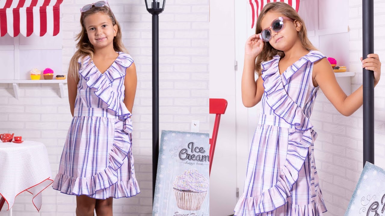 Vestido cruzado de cuadros. REVISTA PATRONES INFANTILES n&ordm; 15