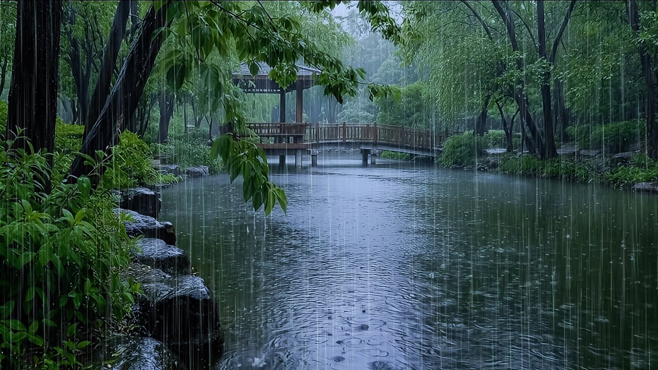 Sleep Soundly in Minutes with Gentle Forest Rain | ASMR Rain on Forest Lake to Cure Insomnia